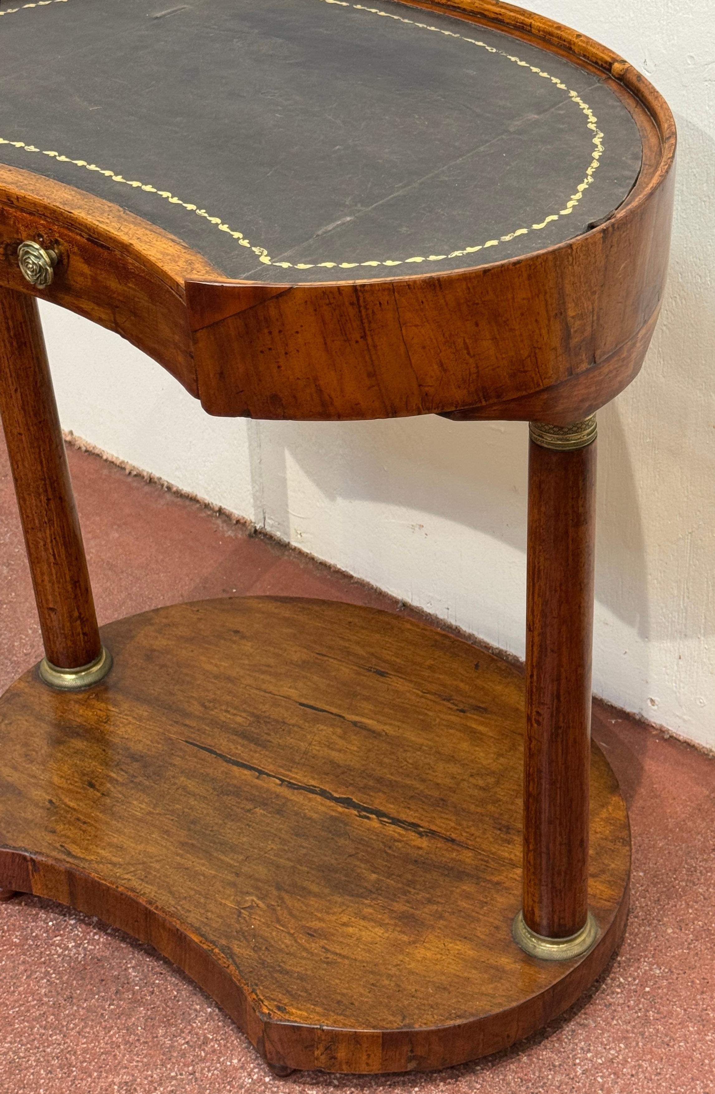 Italian Neoclassical Walnut & Leather Side Table with Concealed Compartments For Sale 8