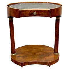 Italian Neoclassical Walnut & Leather Side Table with Concealed Compartments