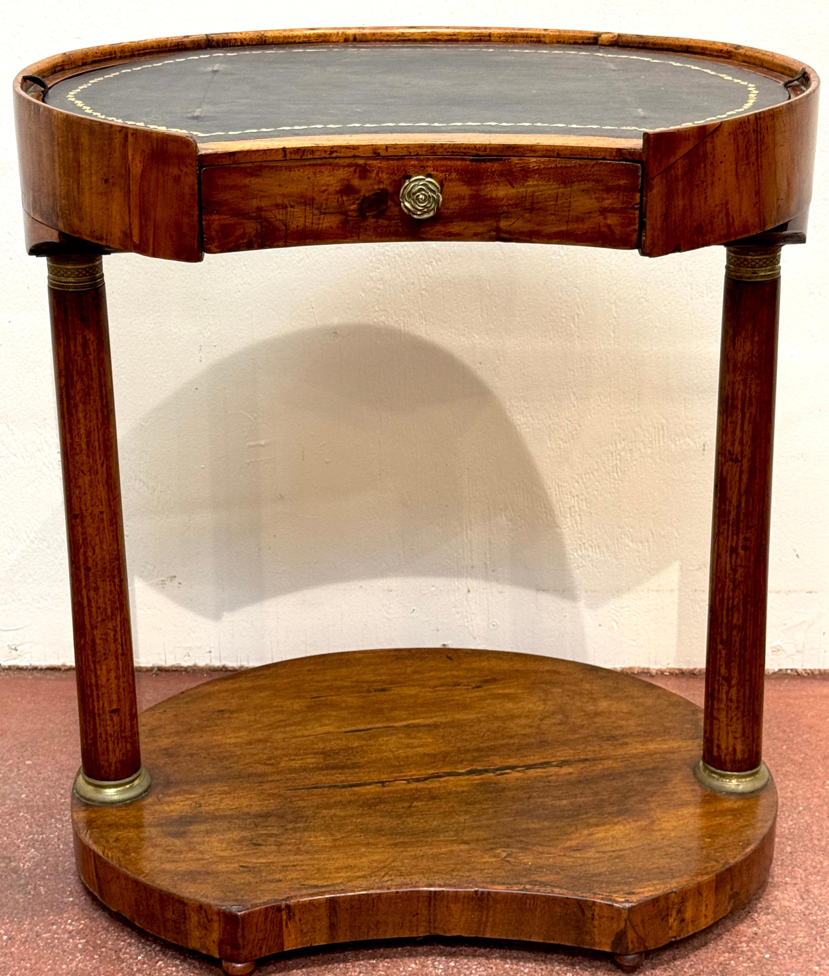Italian Neoclassical Walnut & Leather Side Table with Concealed Compartments In Good Condition For Sale In West Palm Beach, FL