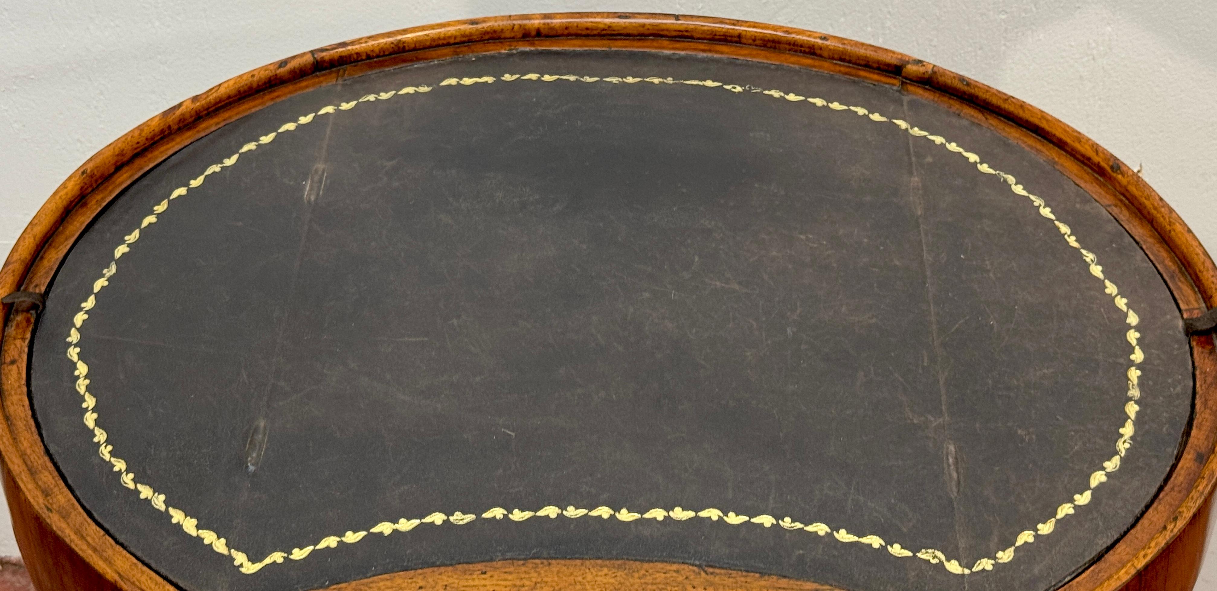 20th Century Italian Neoclassical Walnut & Leather Side Table with Concealed Compartments For Sale
