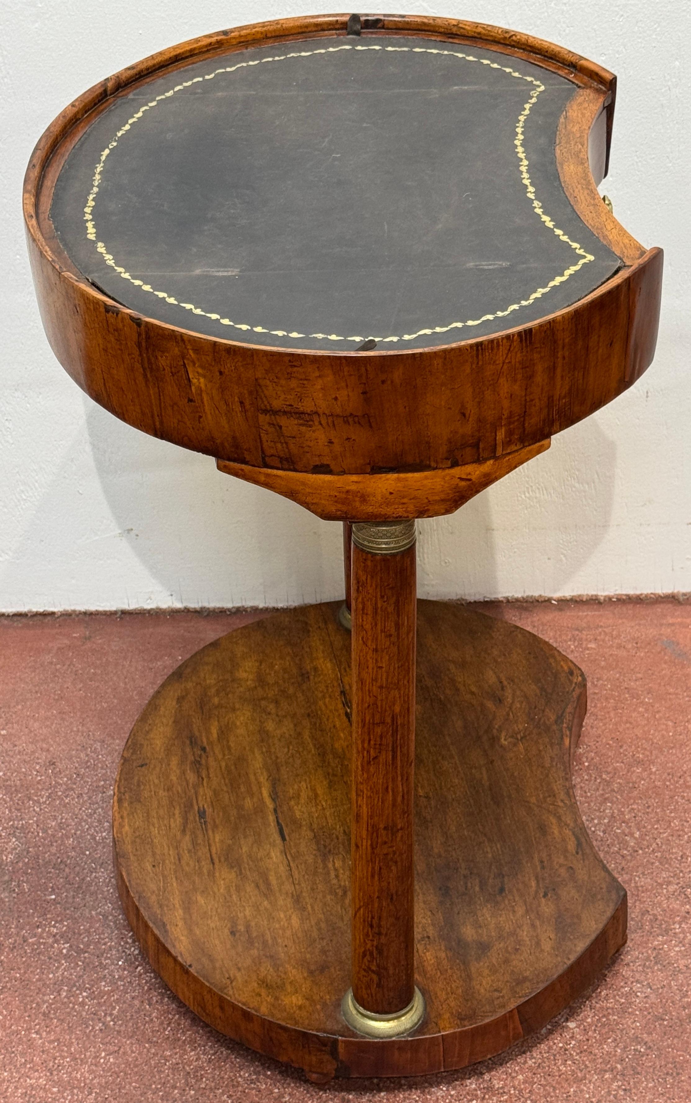 Italian Neoclassical Walnut & Leather Side Table with Concealed Compartments For Sale 4