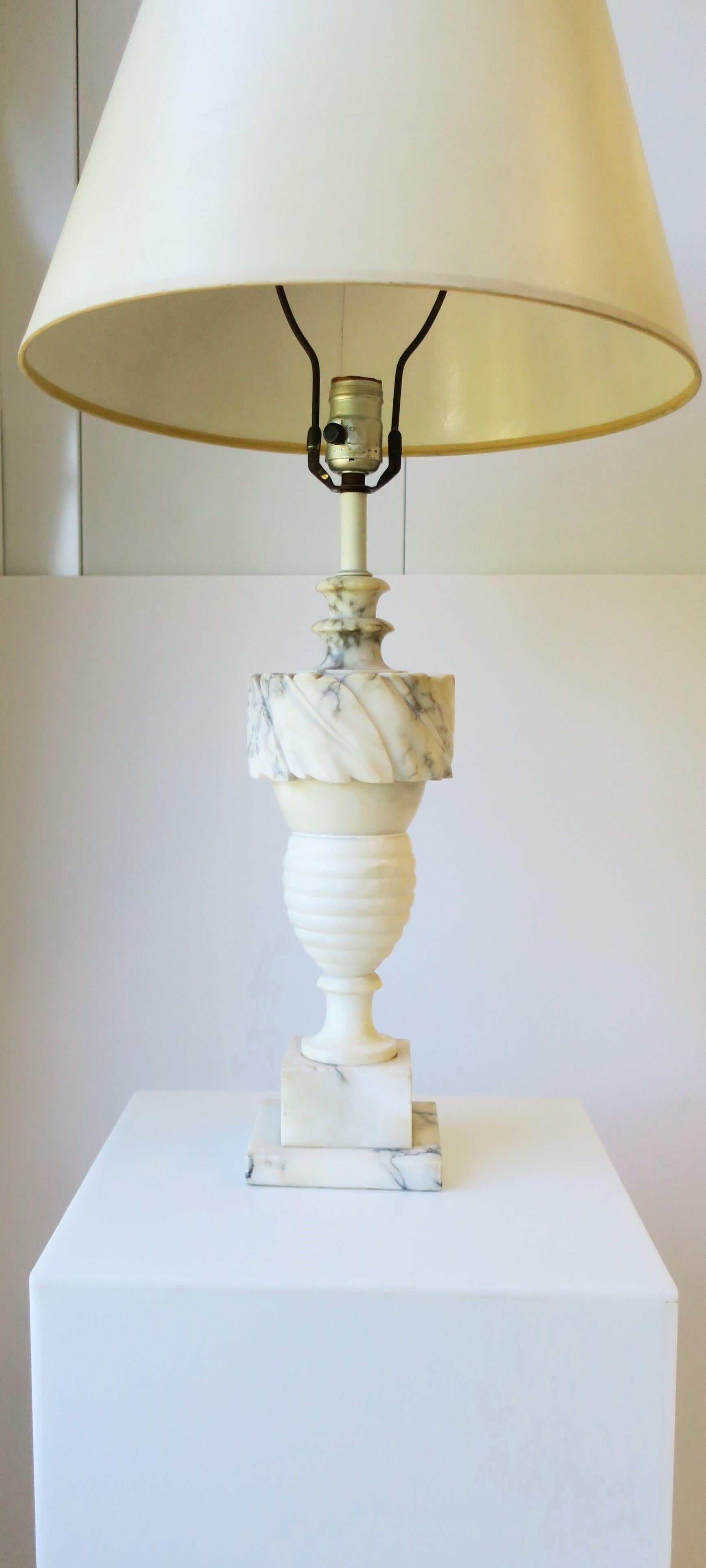 Carved Italian Neoclassical Marble Urn Table or Desk Lamp