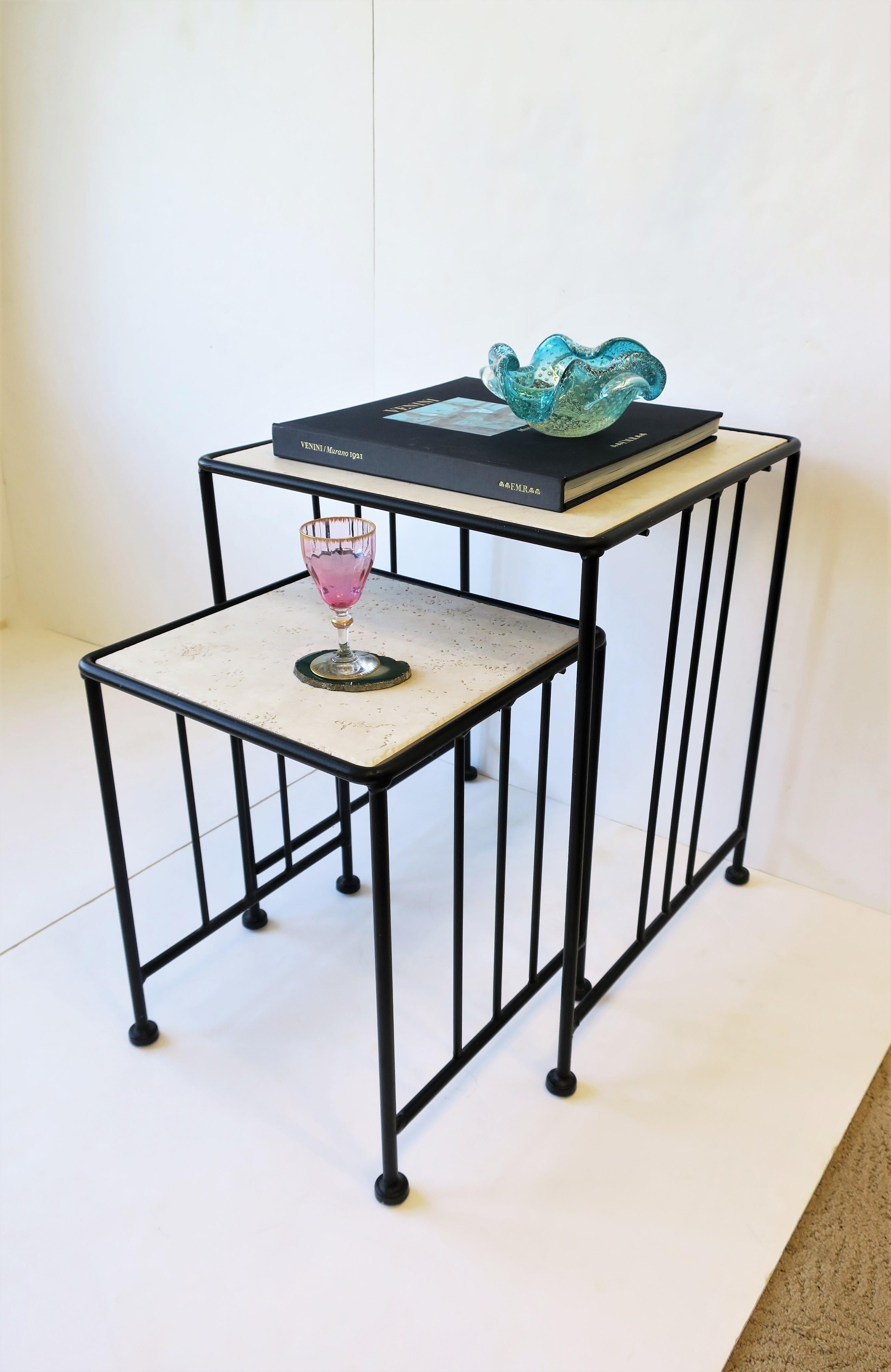 Italian Black End or Nesting Tables in the Art Deco Bauhaus Style For Sale 5