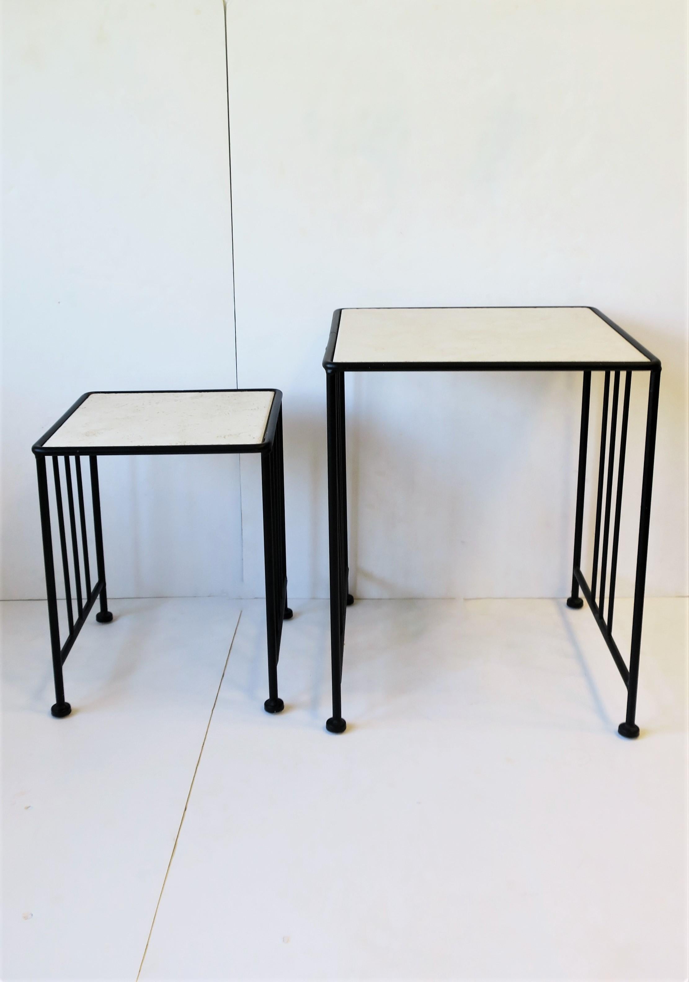Italian Black End or Nesting Tables in the Art Deco Bauhaus Style For Sale 11