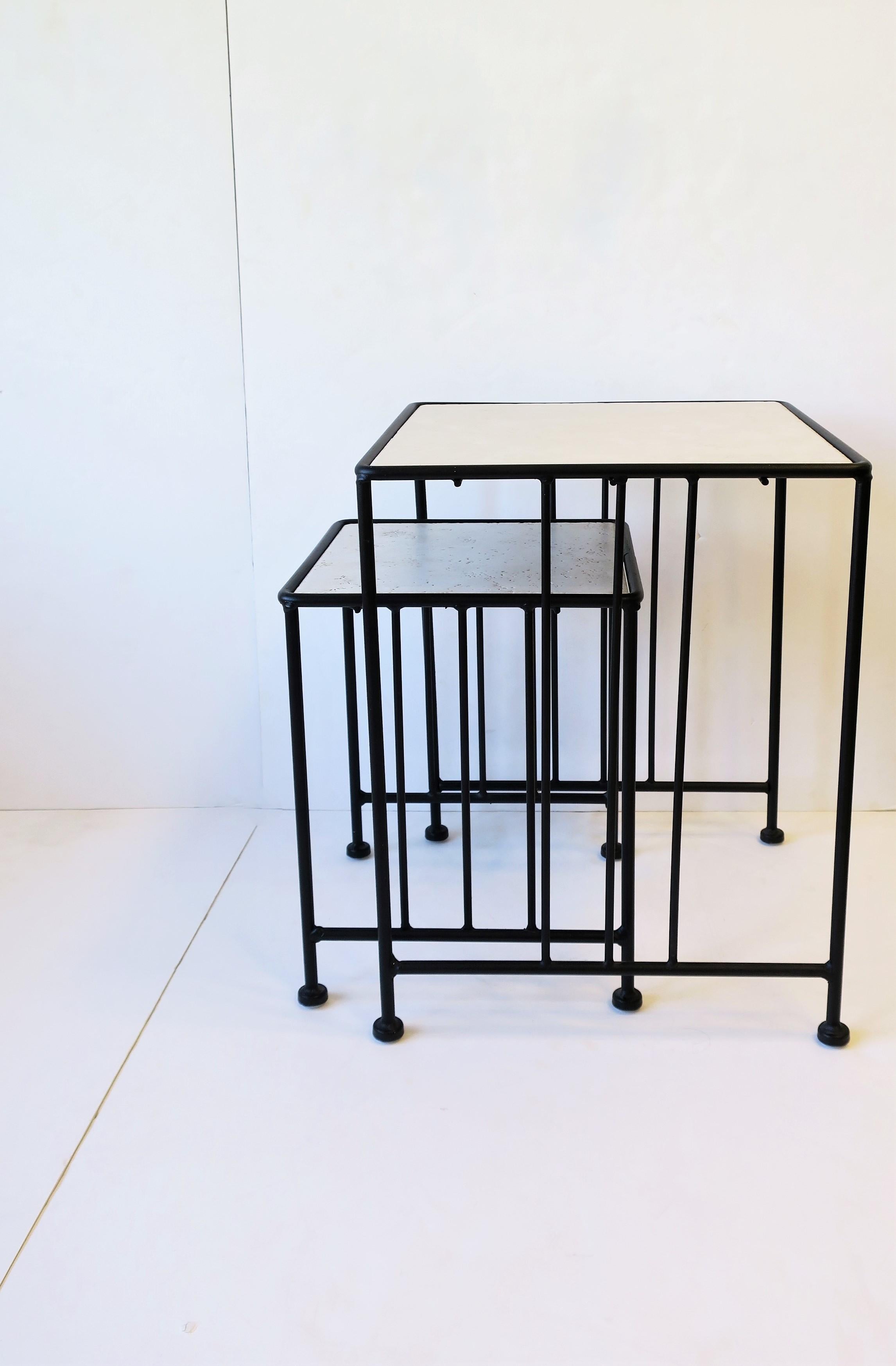 Powder-Coated Italian Black End or Nesting Tables in the Art Deco Bauhaus Style For Sale
