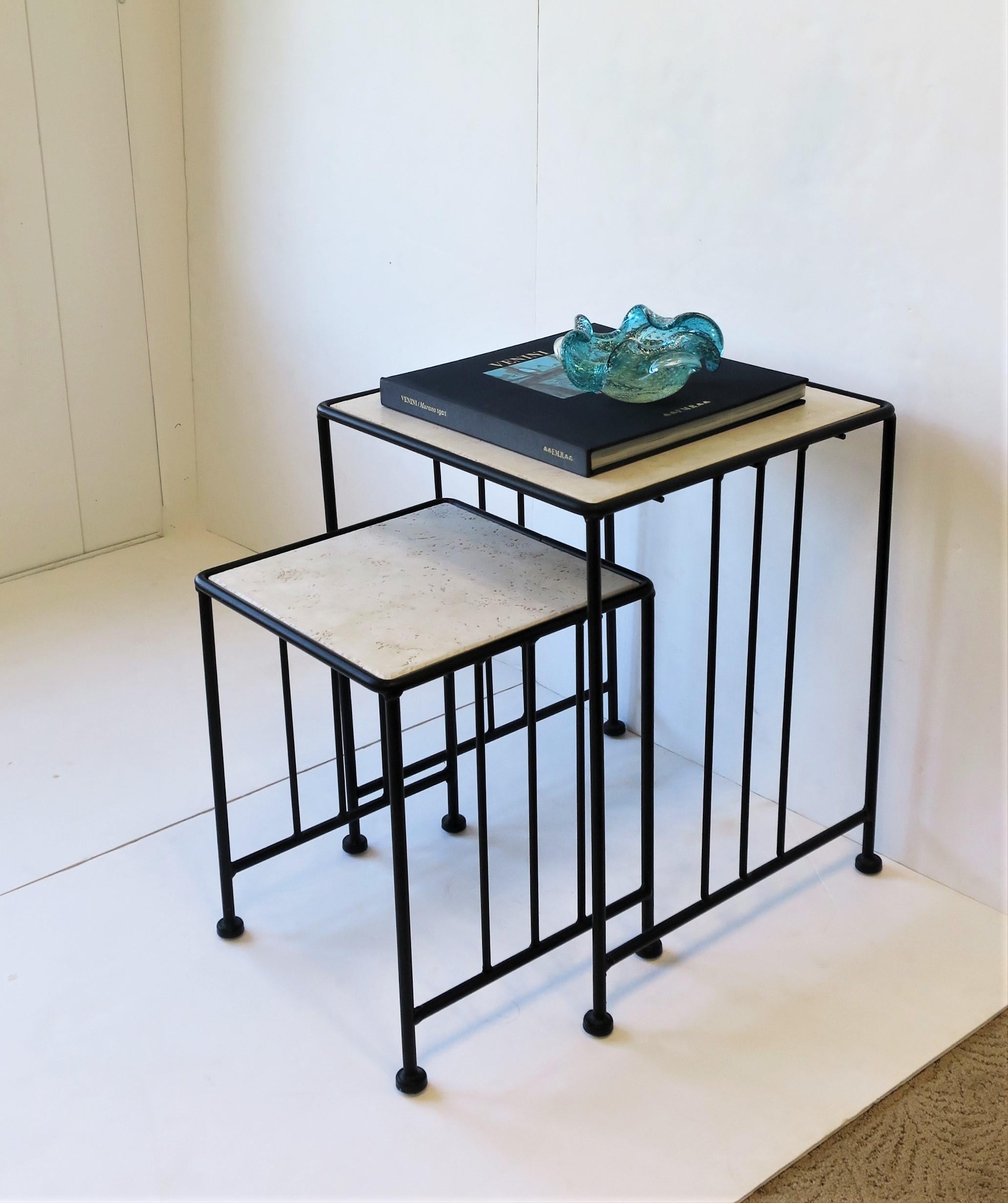 20th Century Italian Black End or Nesting Tables in the Art Deco Bauhaus Style For Sale