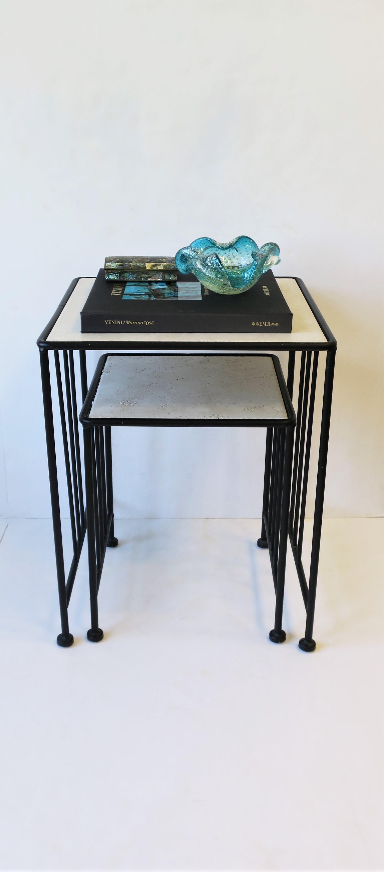 Ceramic Italian Black End or Nesting Tables in the Art Deco Bauhaus Style For Sale