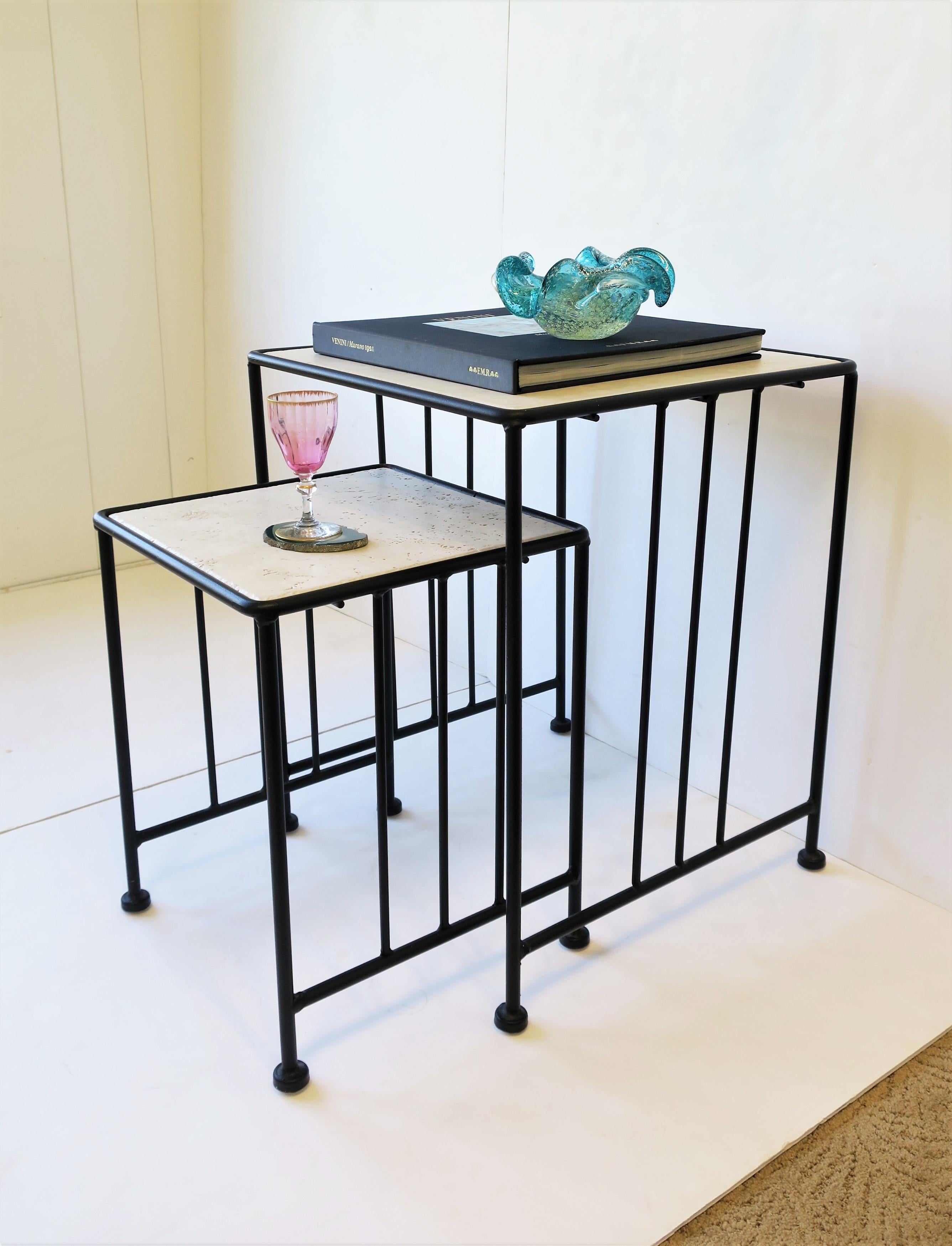 Italian Black End or Nesting Tables in the Art Deco Bauhaus Style For Sale 3