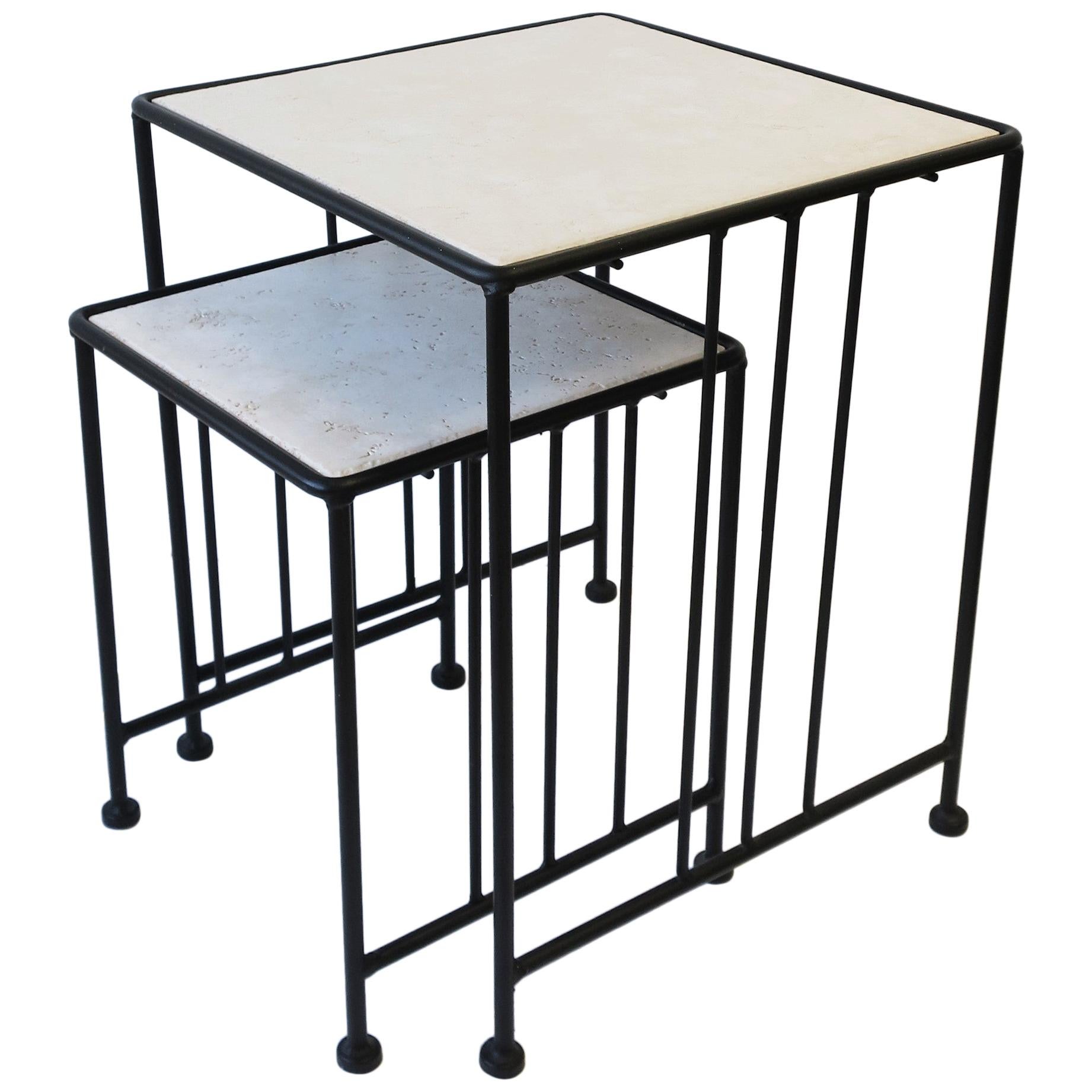 Italian Black End or Nesting Tables in the Art Deco Bauhaus Style For Sale