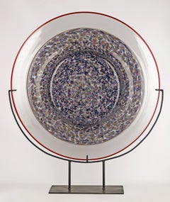 Assiette italienne en verre de Murano Neverino avec base de Gae Aulenti pour Luciano Vistosi