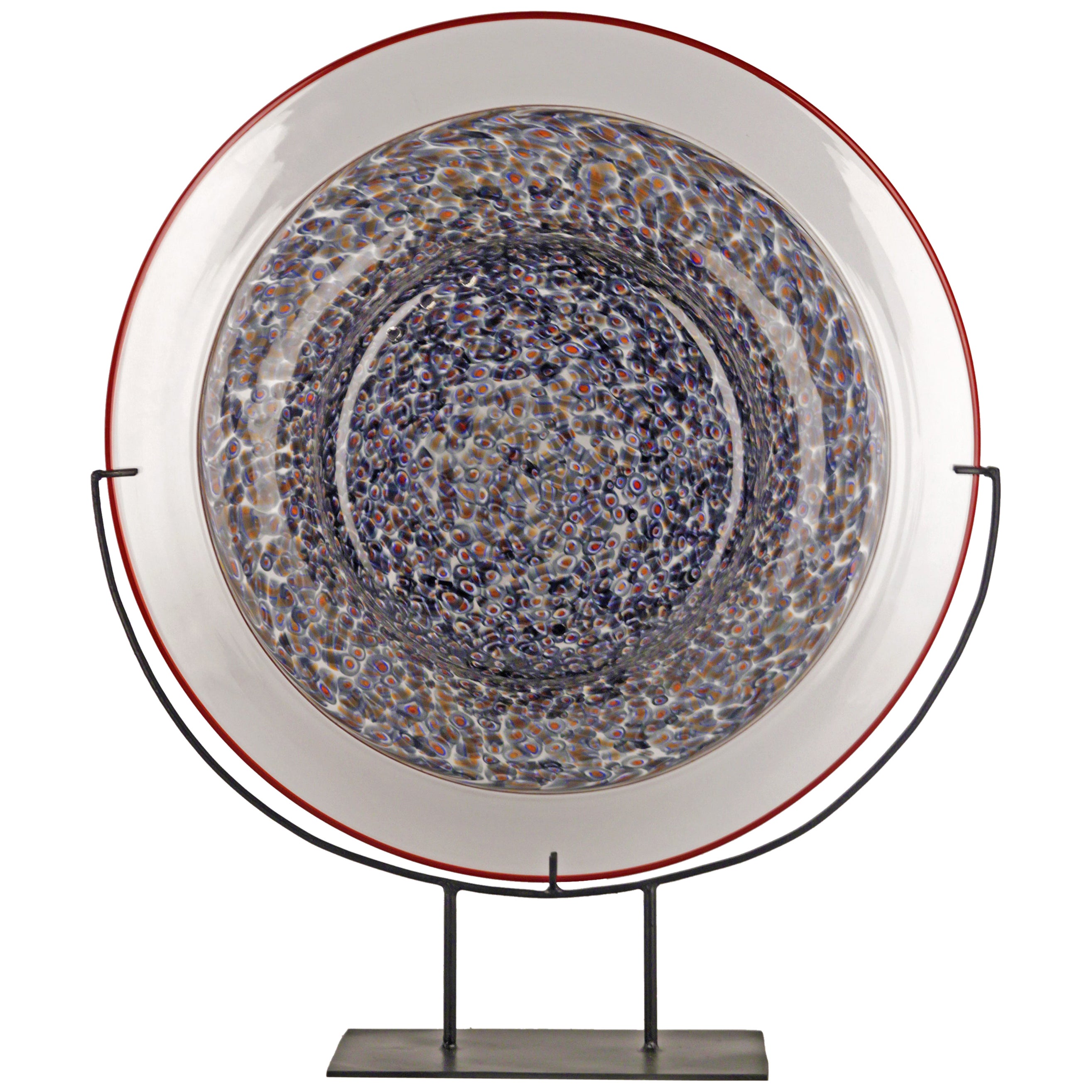 Teller aus italienischem Neverino Murano Glas mit Sockel von Gae Aulenti für Luciano Vistosi