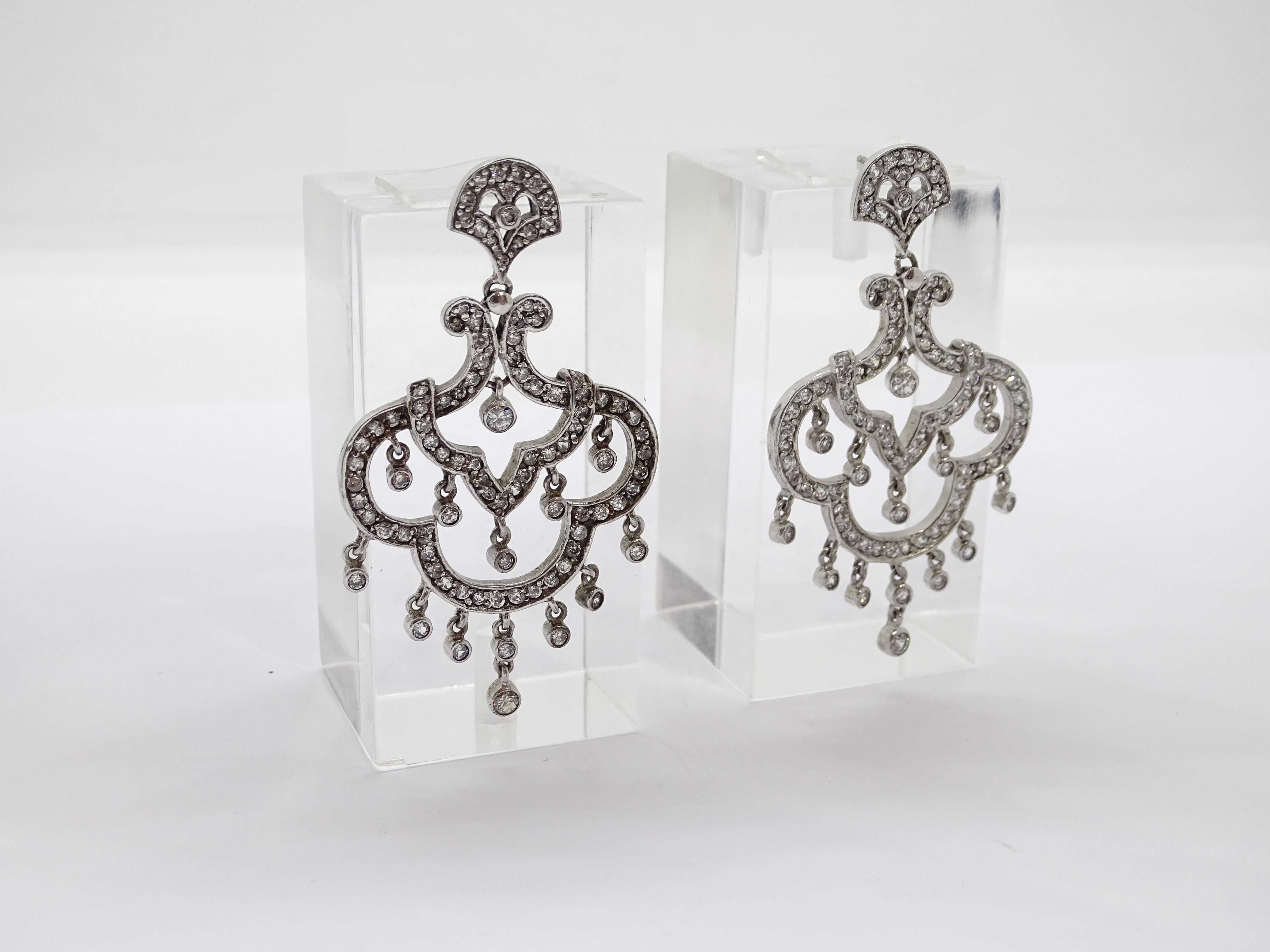 Nuevo italiano Pendientes araña, plata de ley y circonitas en venta 4