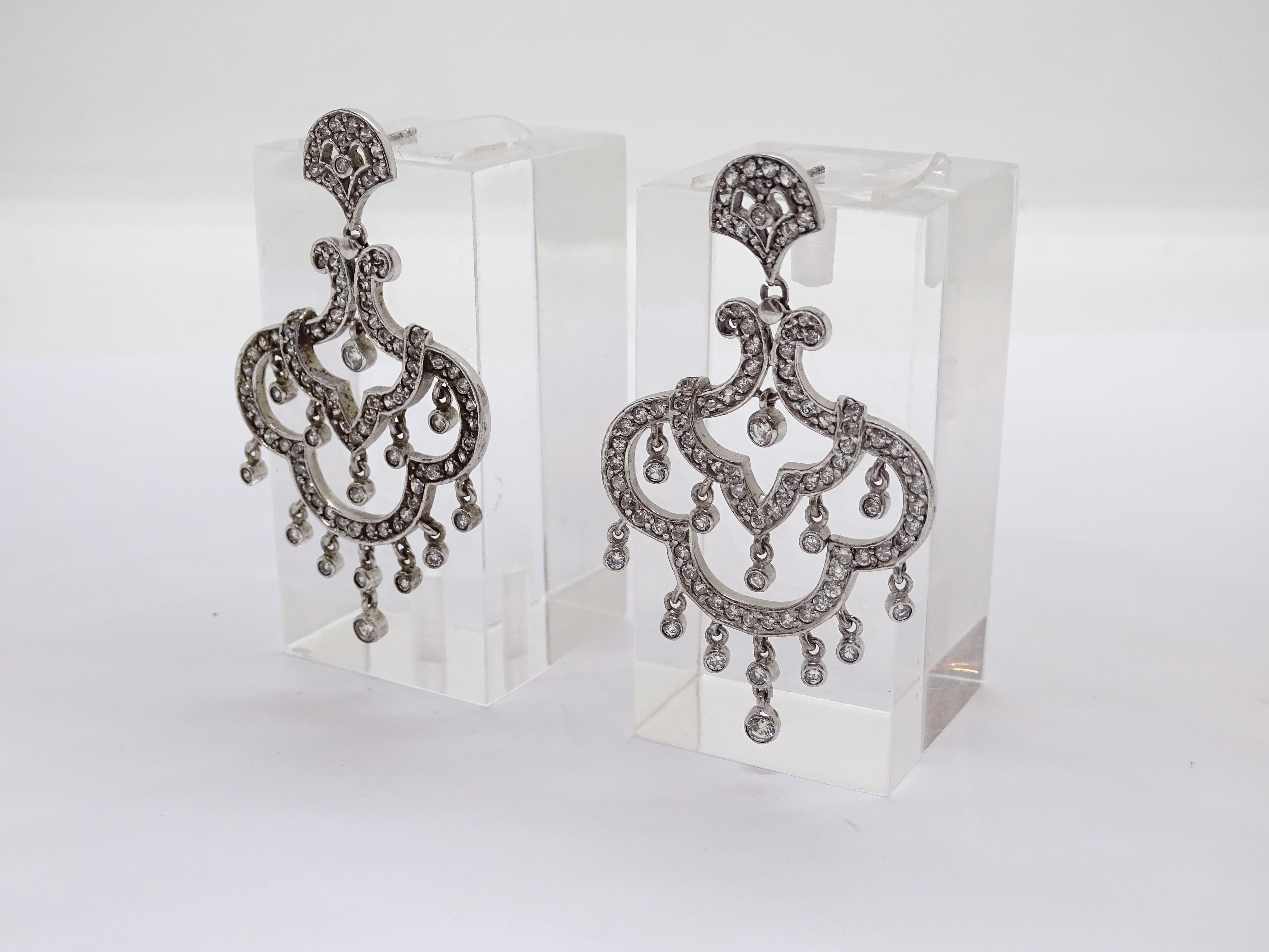 Nuevo italiano Pendientes araña, plata de ley y circonitas en venta 5
