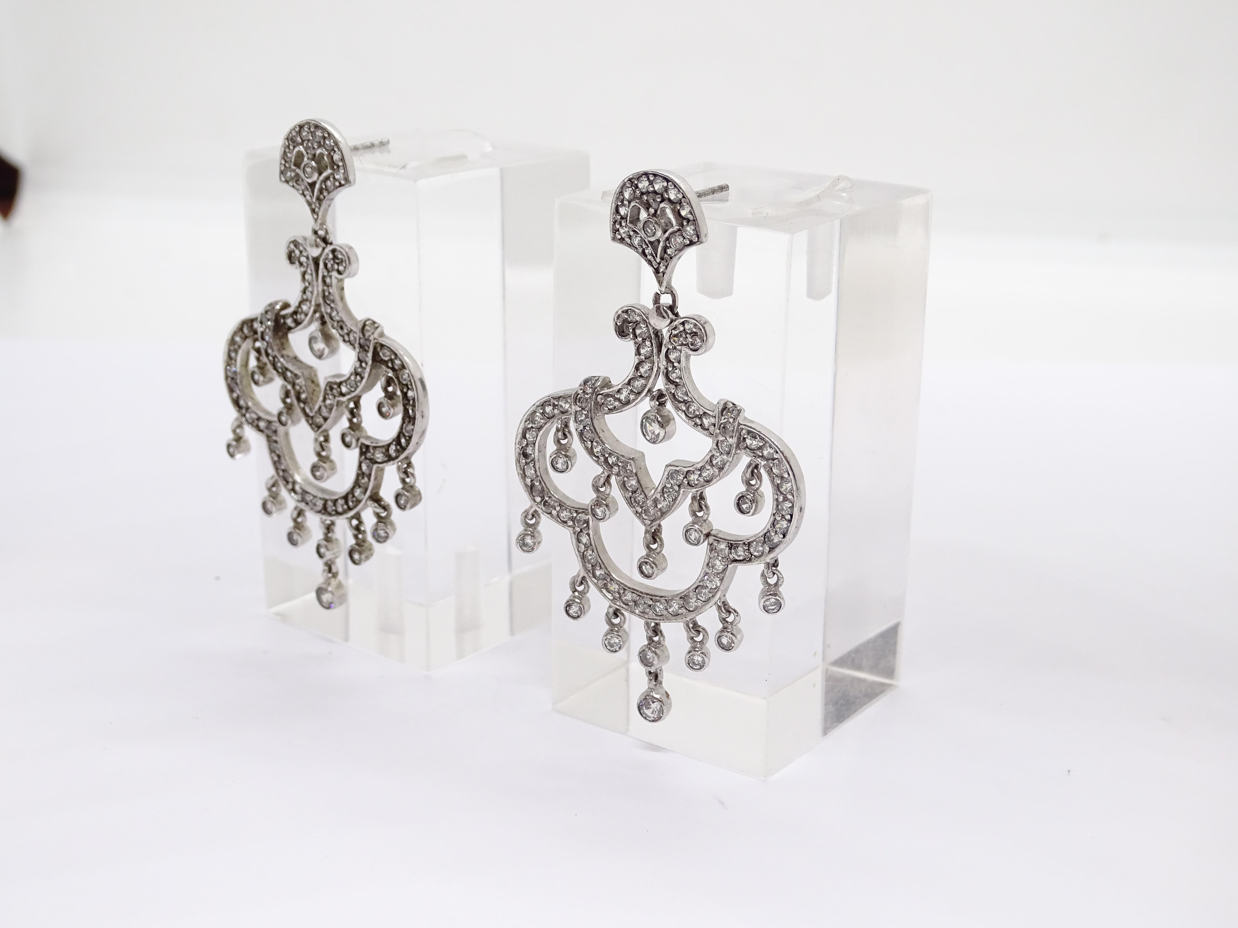 Nuevo italiano Pendientes araña, plata de ley y circonitas en venta 6