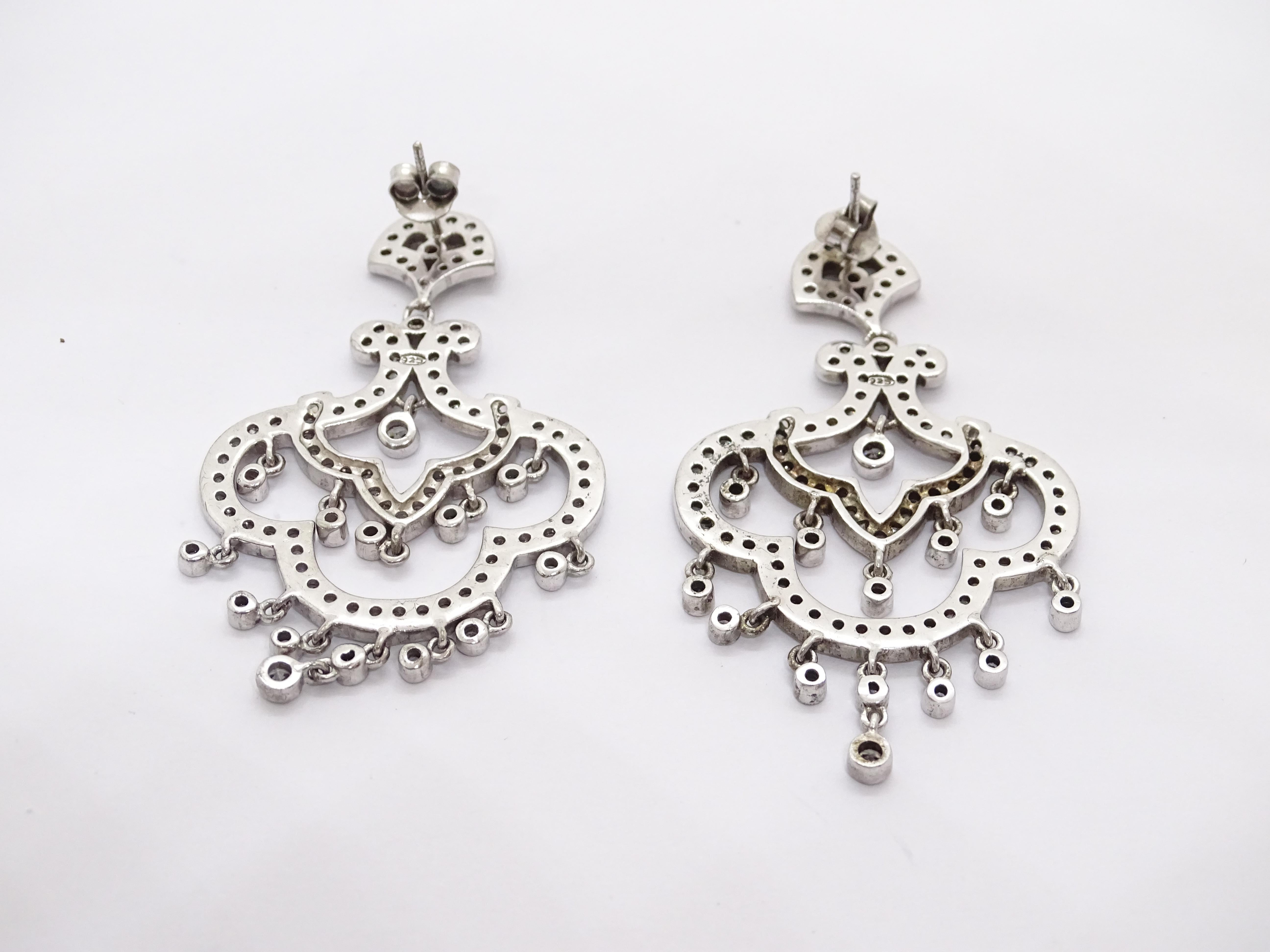 Nuevo italiano Pendientes araña, plata de ley y circonitas en venta 12