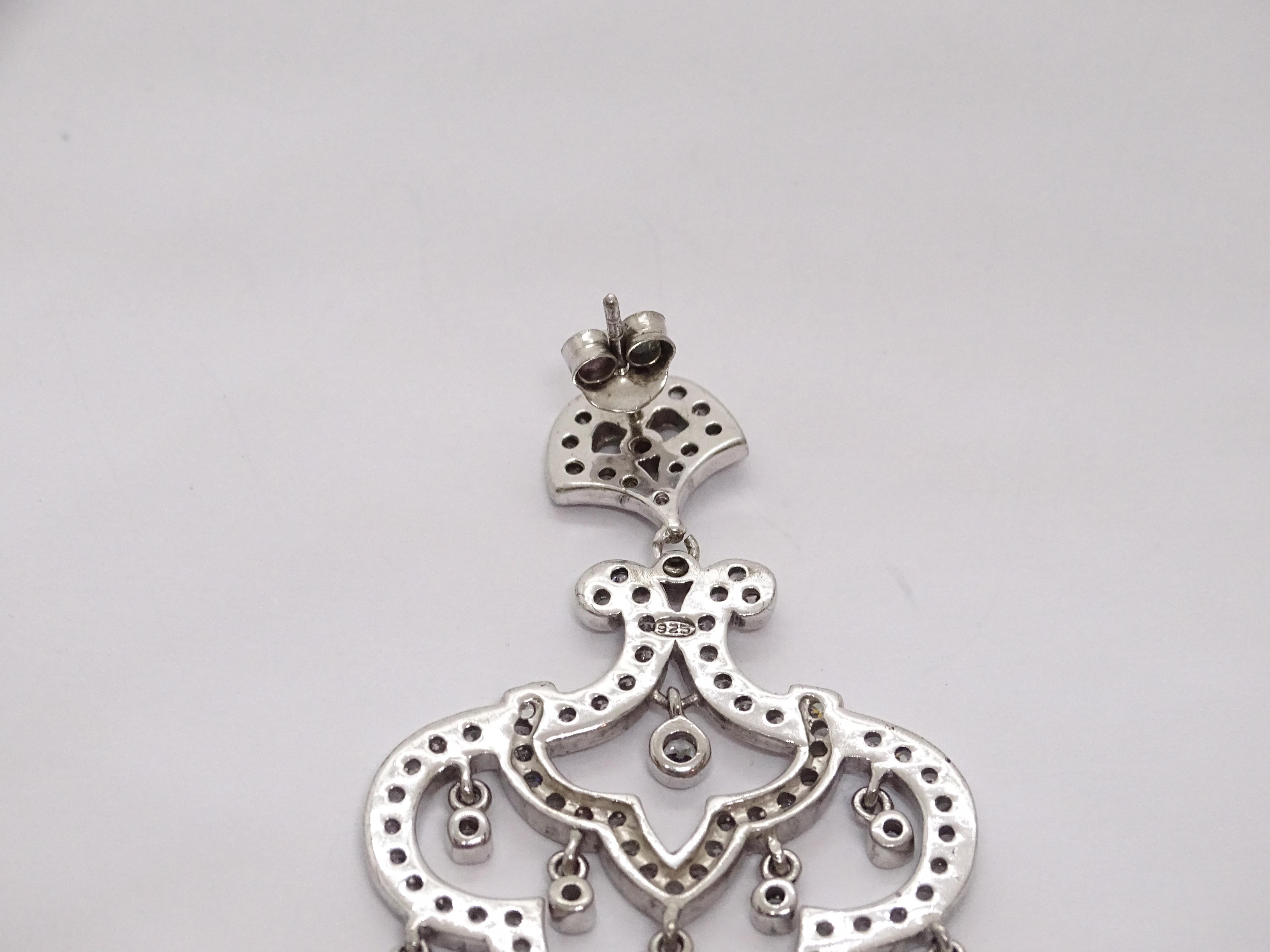 Nuevo italiano Pendientes araña, plata de ley y circonitas en venta 13