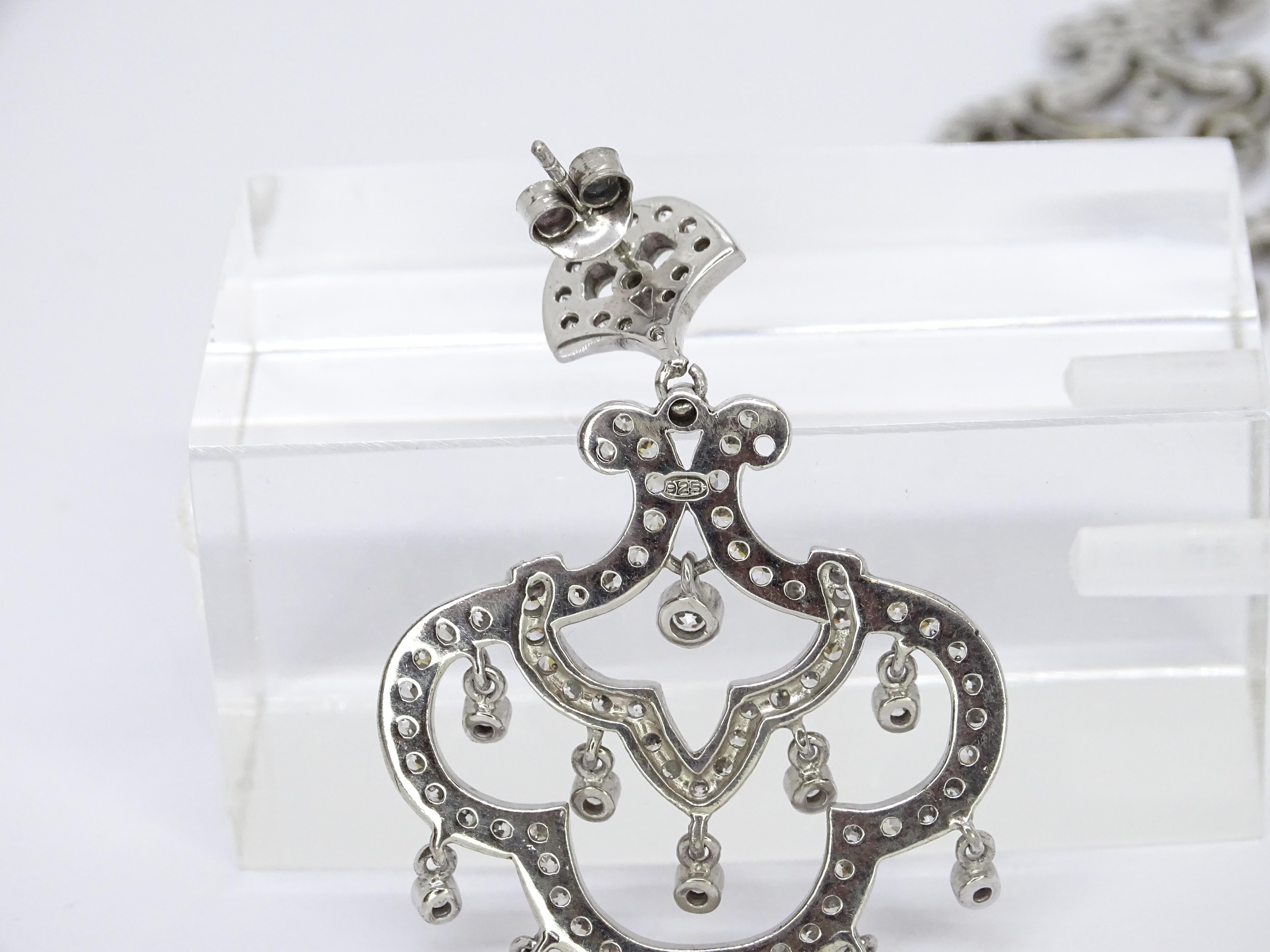 Nuevo italiano Pendientes araña, plata de ley y circonitas en venta 14