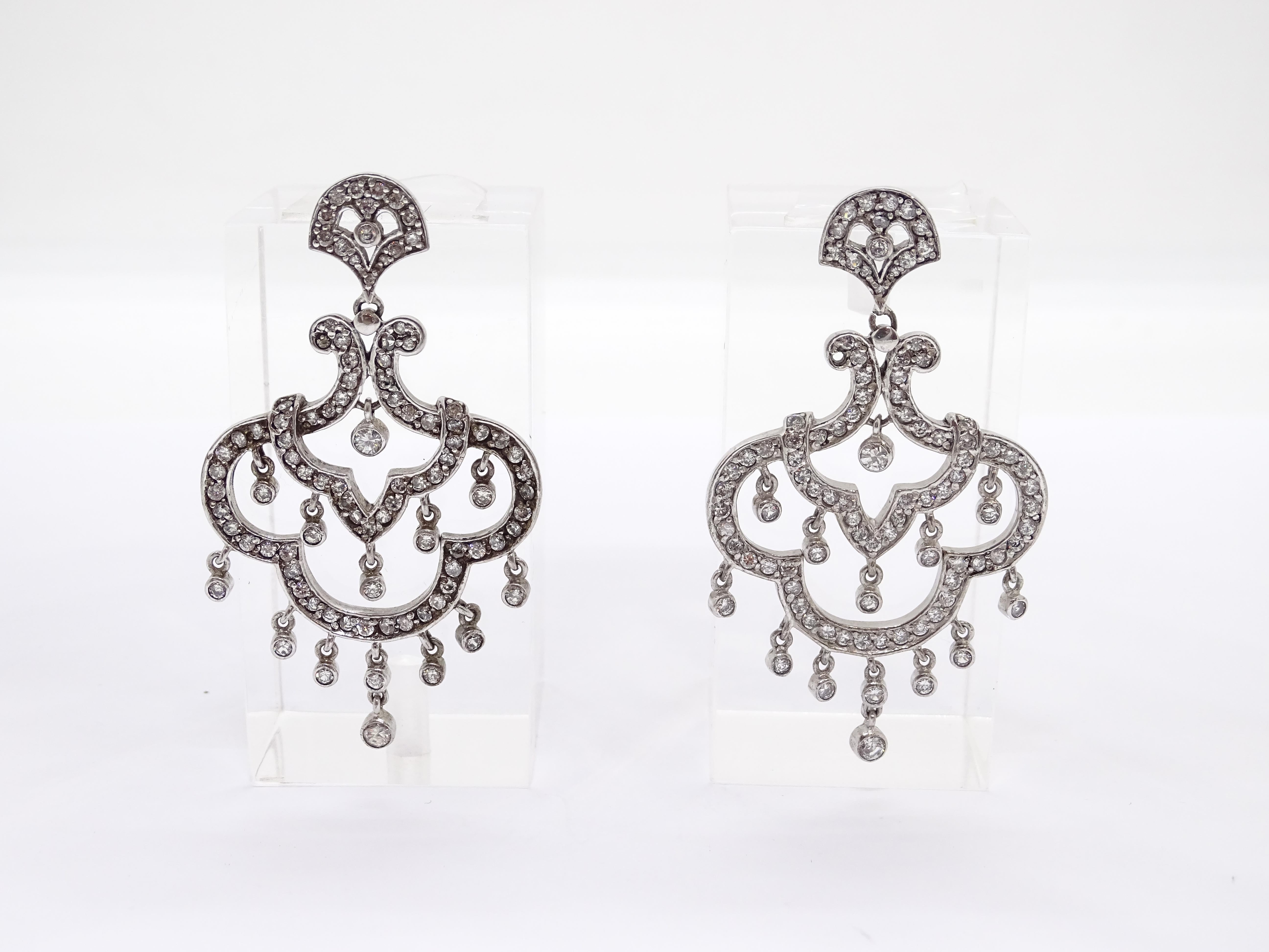 Nuevo italiano Pendientes araña, plata de ley y circonitas en venta 1
