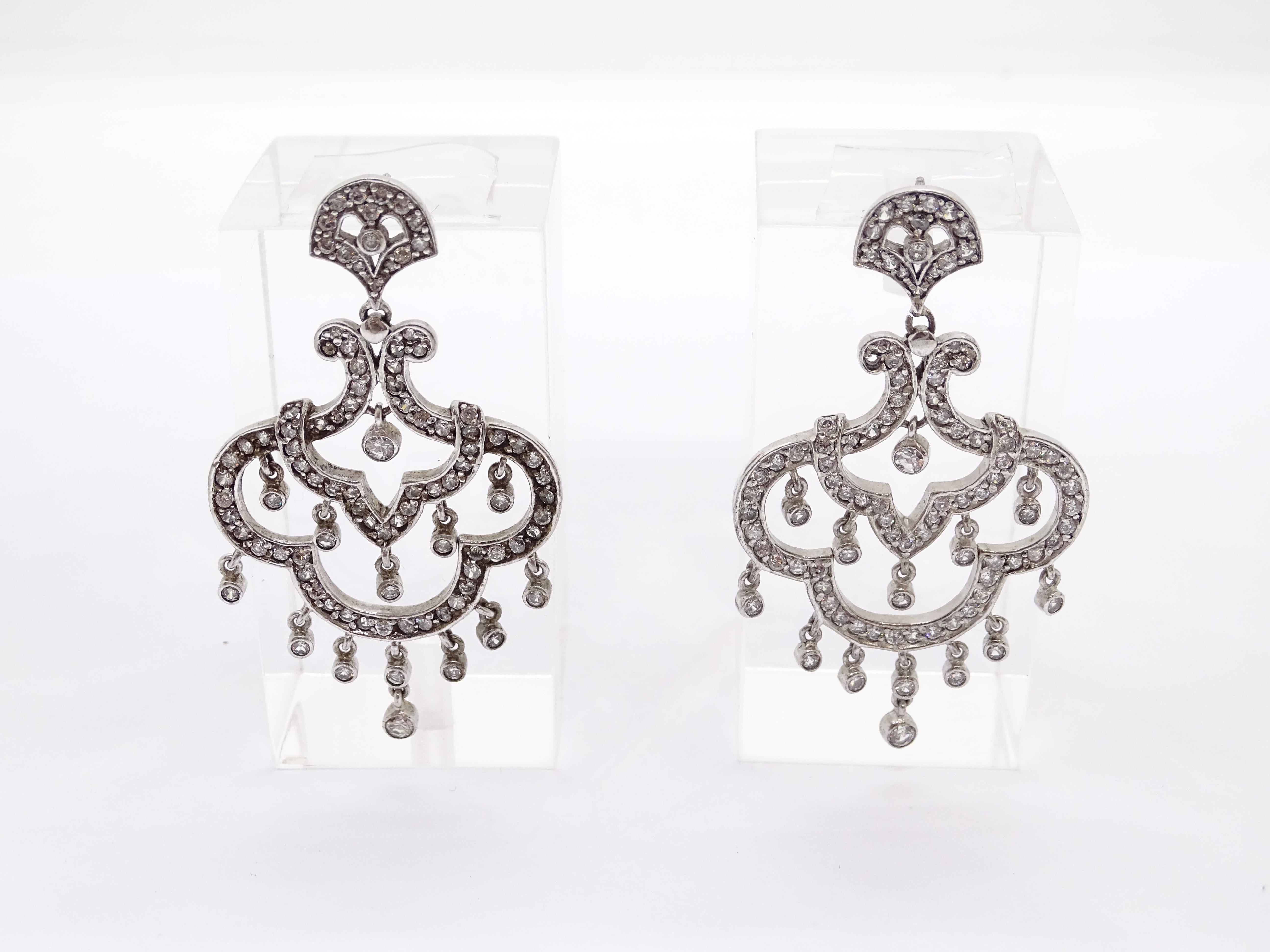 Nuevo italiano Pendientes araña, plata de ley y circonitas en venta 2
