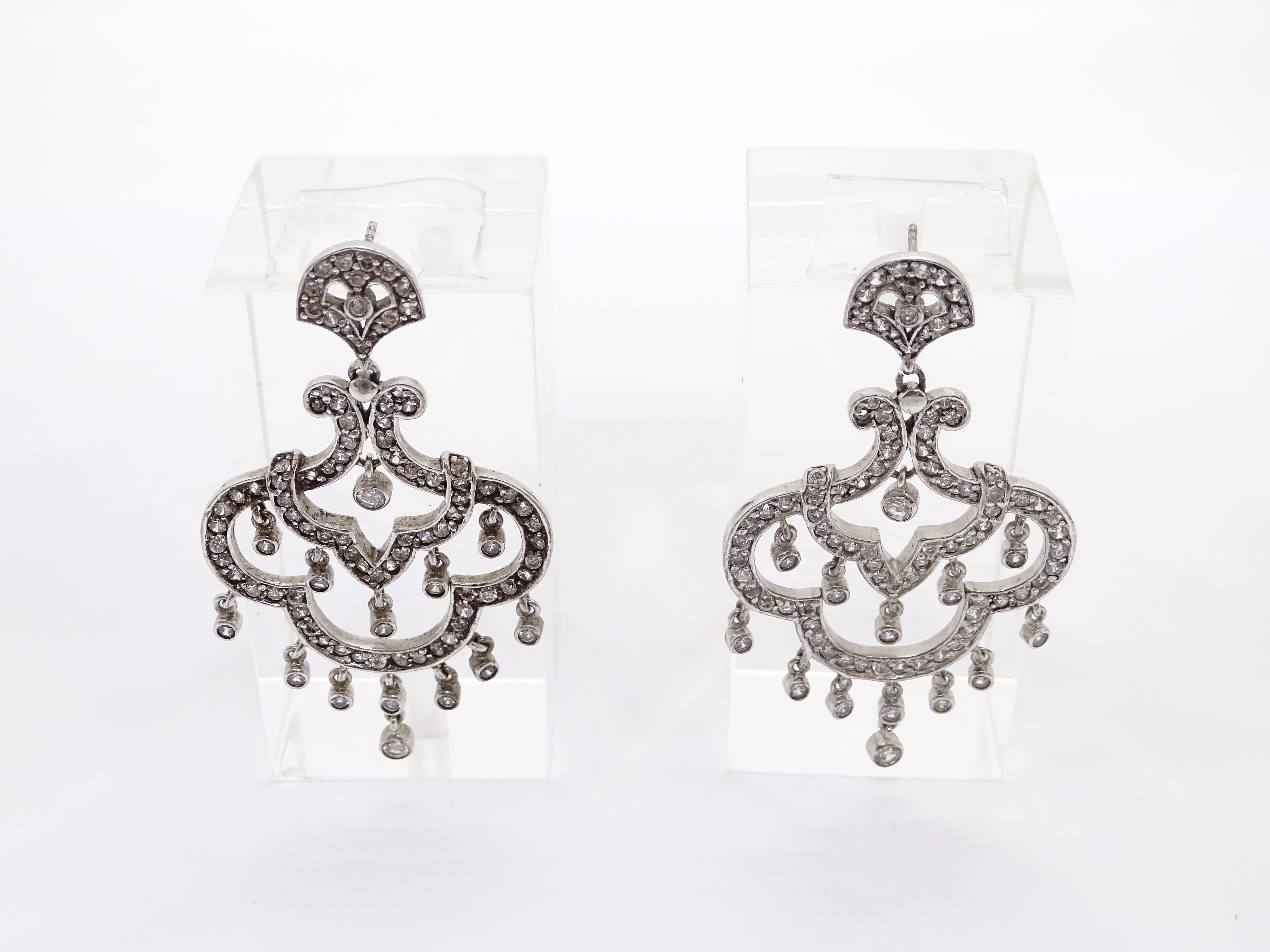 Nuevo italiano Pendientes araña, plata de ley y circonitas en venta 3