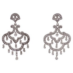 Boucles d'oreilles lustre italiennes, argent sterling et zircons