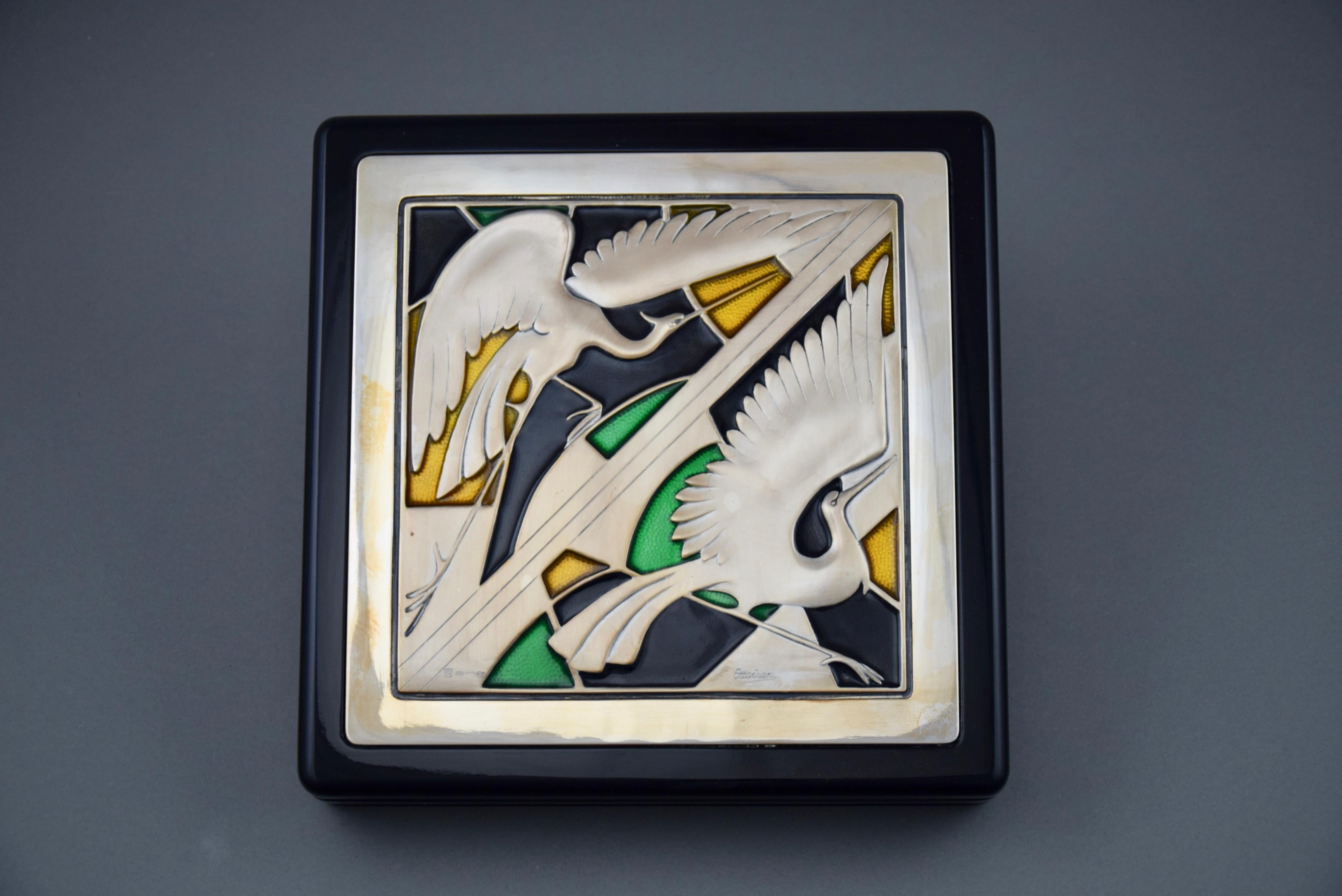 Italian New Old Stock 1980s Decorative / Jewelry Silver Art Nouveau Box For Sale 6