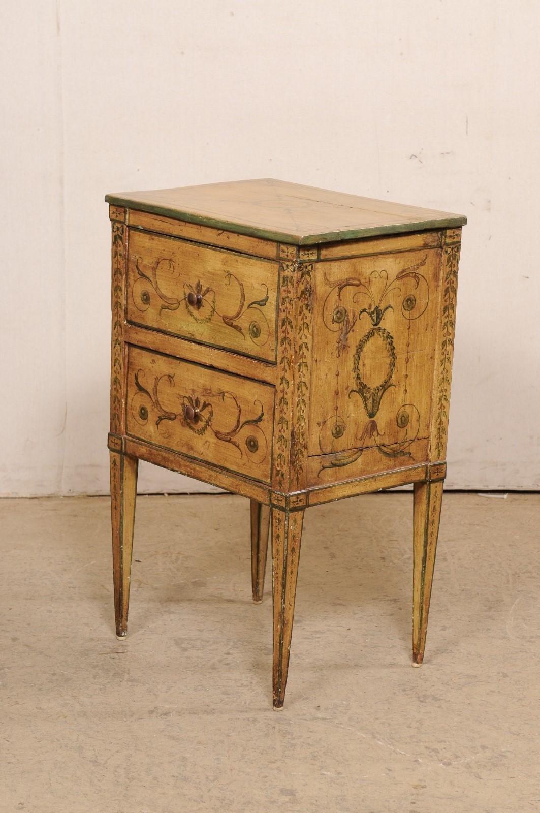 Italian Nicely Painted Two-Drawer Side Chest, 19th C For Sale 5