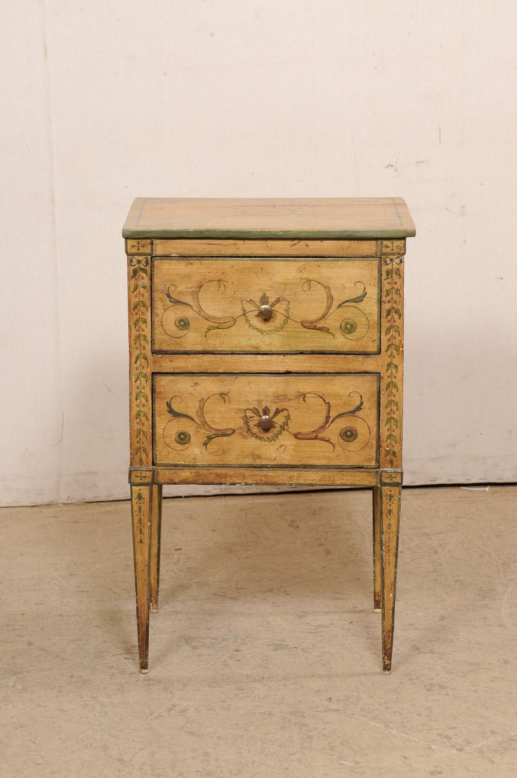 Italian Nicely Painted Two-Drawer Side Chest, 19th C For Sale 6