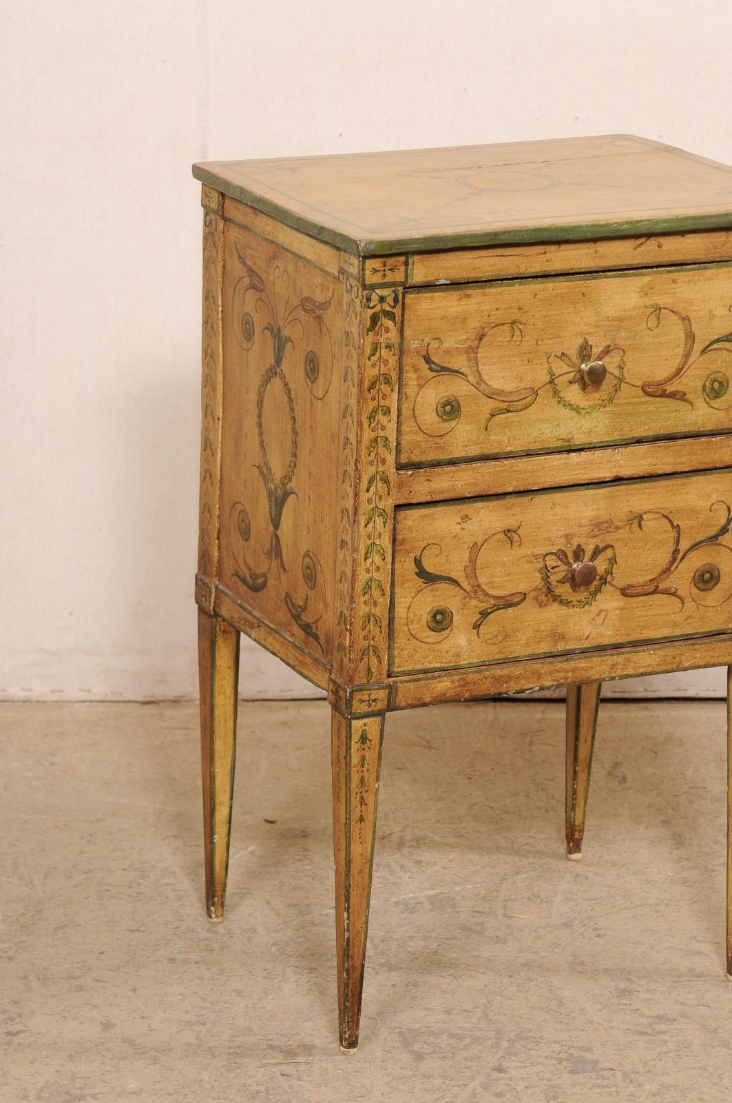 Italian Nicely Painted Two-Drawer Side Chest, 19th C In Good Condition For Sale In Atlanta, GA