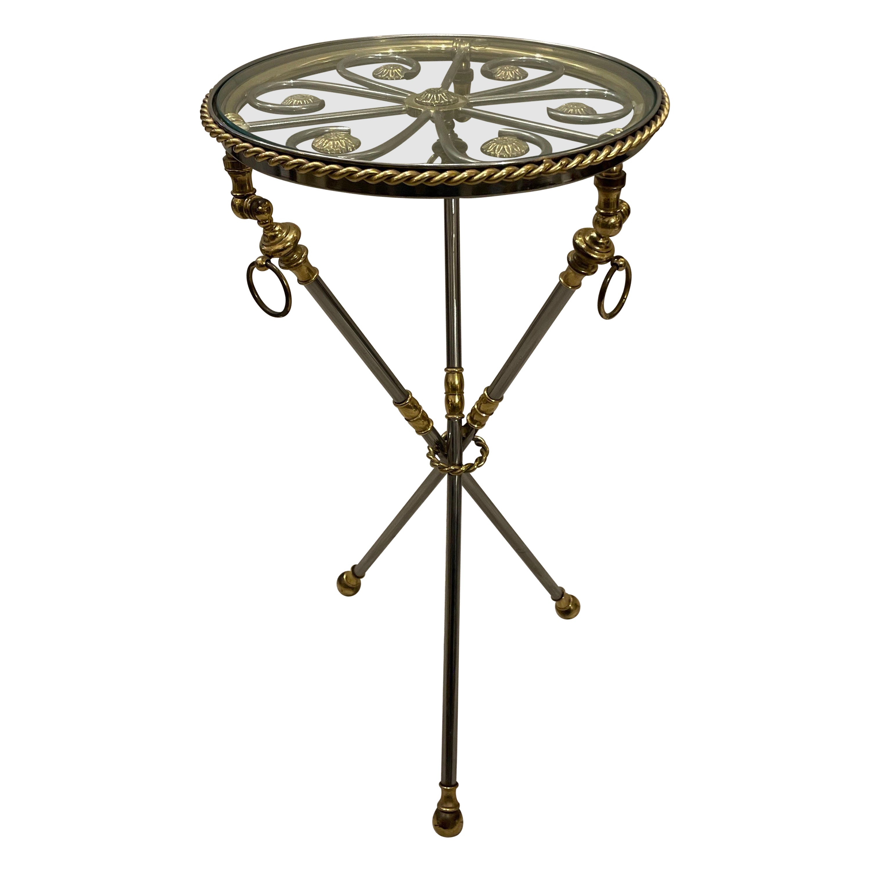 Italian Nickel and Brass Tripod Drinks Table