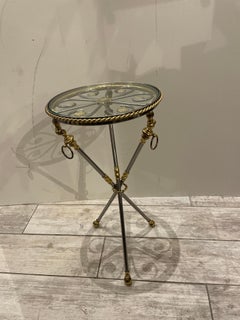 Tavolino tripode italiano in nichel e ottone