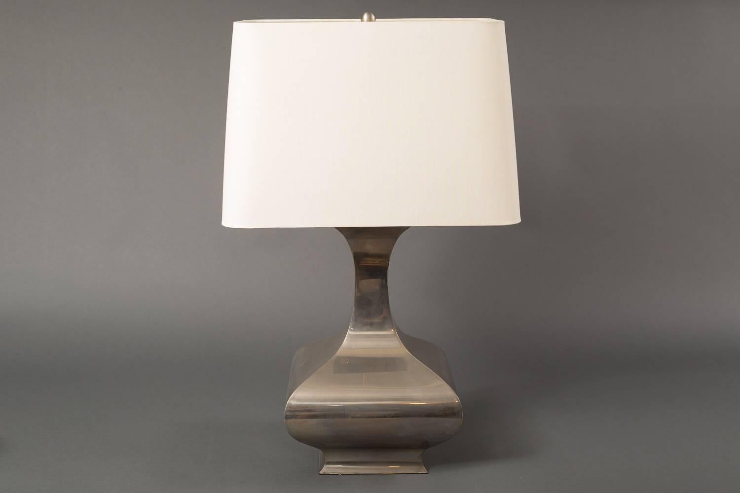 Italian nickel lamp. Two available, sold separately, both rewired.
 
