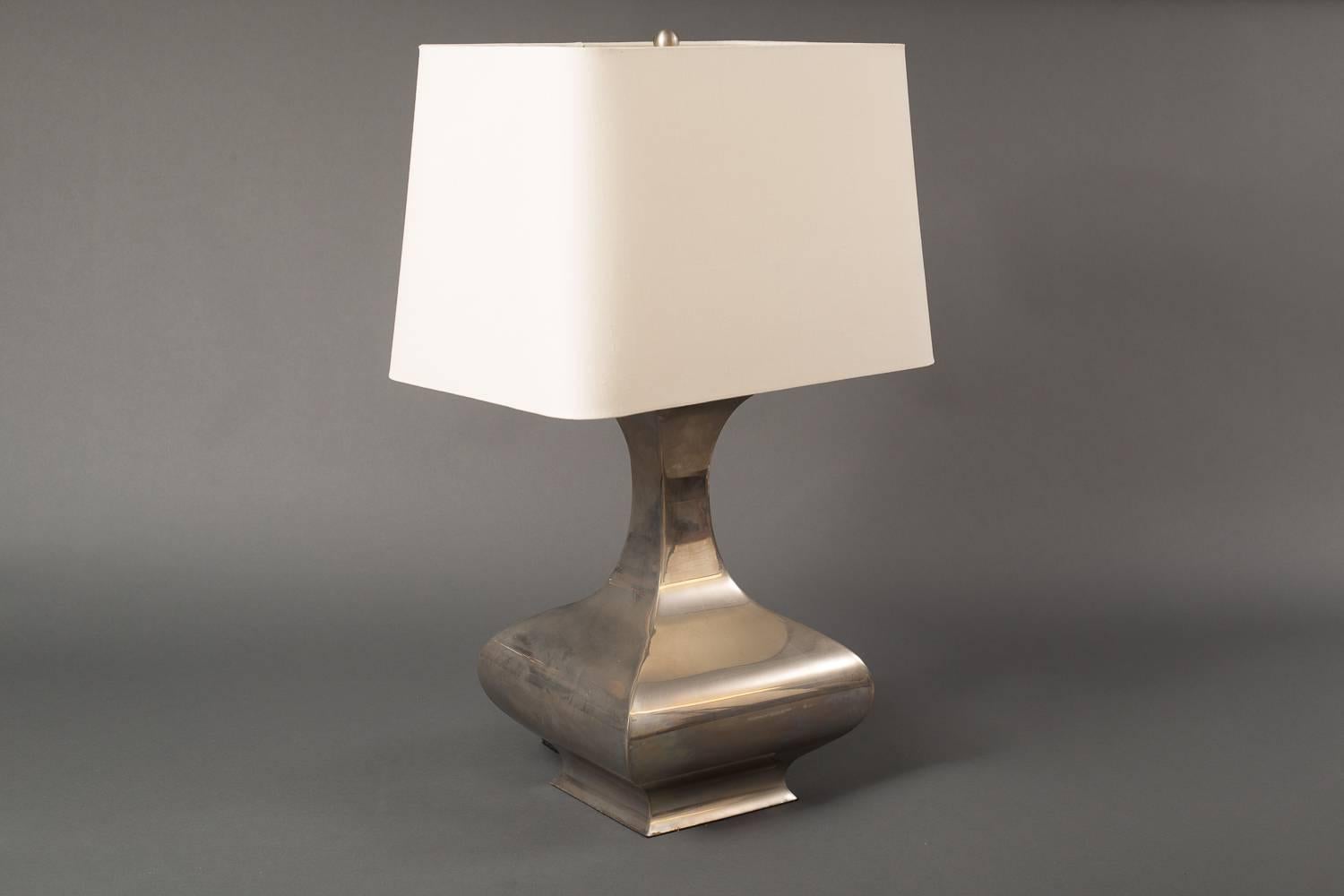 Italian Nickel Lamp In Excellent Condition In Hudson, NY