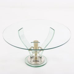 Italian nickeled metal and glass coffee table, C. 1945.