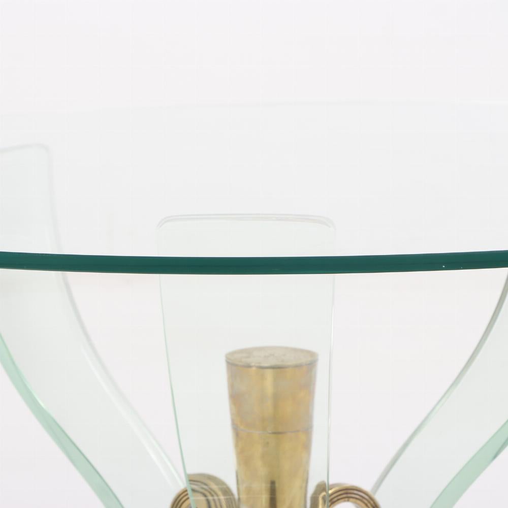 Modern Italian nickeled metal and glass coffee table attributed to Fontana Arte c 1945 For Sale
