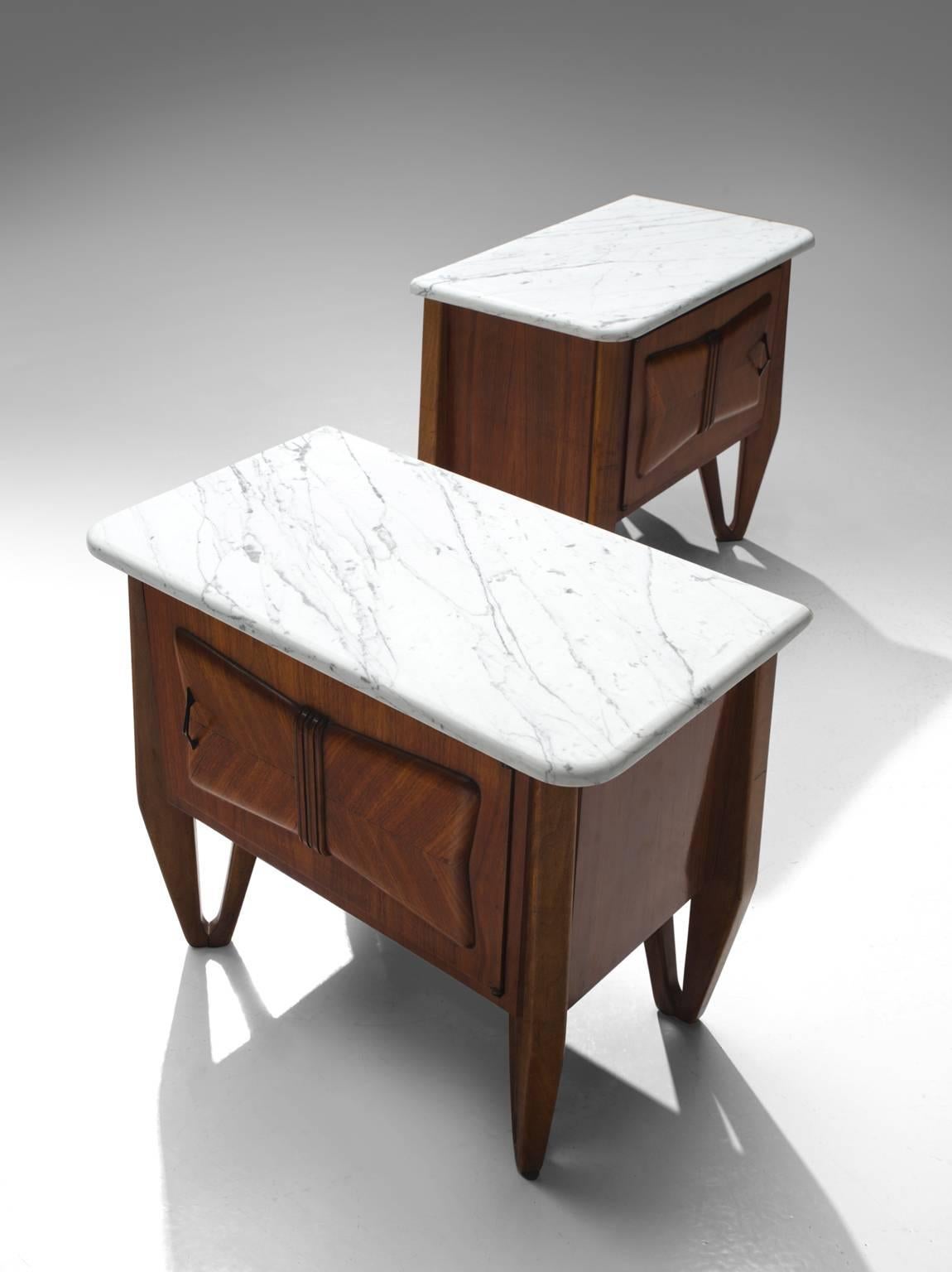 Mid-20th Century Italian Nightstands with Carrara Marble Top