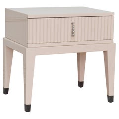 Italian Night Table in Beige/Cappuccino High Gloss Laquered Finish with Drawer