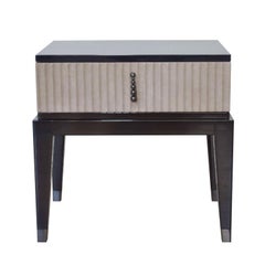 Italian Night Table in Nubuck Upholstered with One Drawer