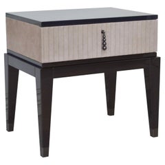 Italian Night Table in Nubuck Upholstered with One Drawer