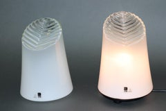 Italian Night Table Lamp Murano White Smoked Glass