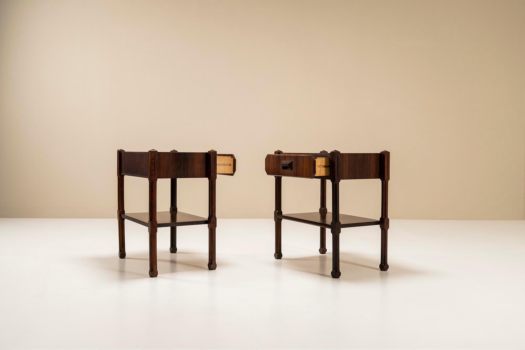 Mid-Century Modern Italian Nightstands in Rosewood in the Manner of Ico Parisi, Italy, 1950s