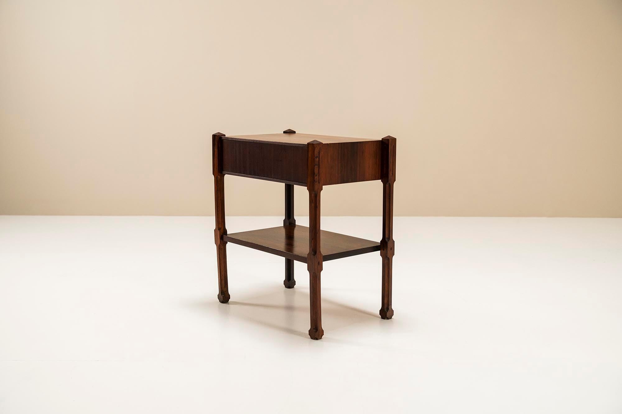 Italian Nightstands in Rosewood in the Manner of Ico Parisi, Italy, 1950s 3