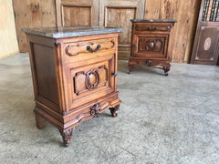 Italian Nightstands Solid Walnut with Marble Tops