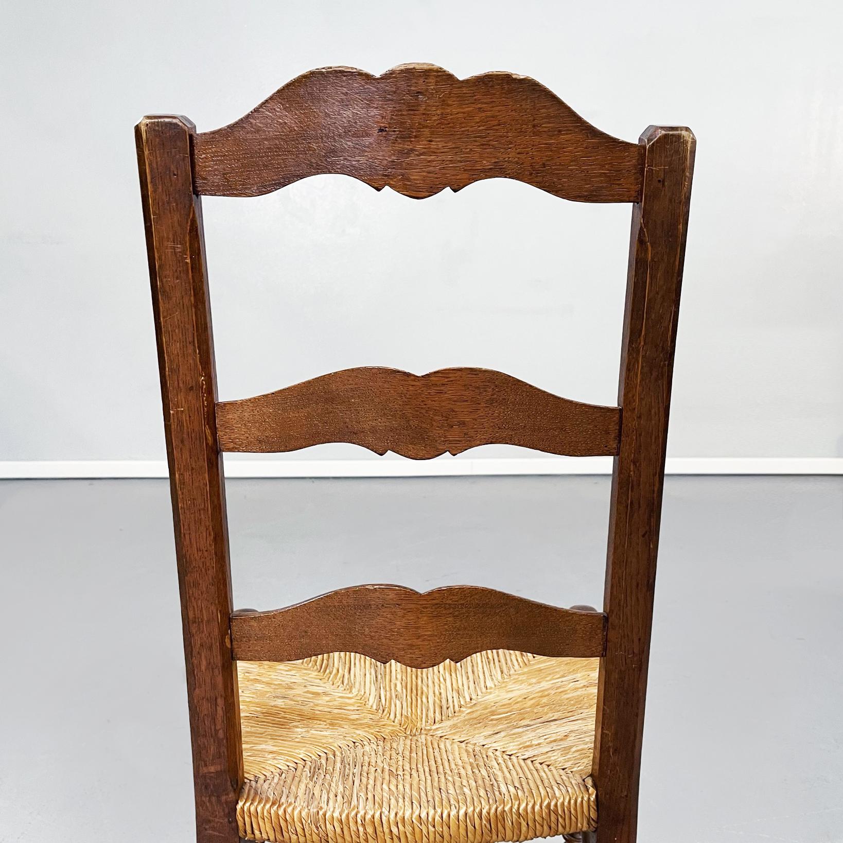 Italian Nineteenth Century Finely Crafted Wooden and Straw Chairs, Late1800s For Sale 11
