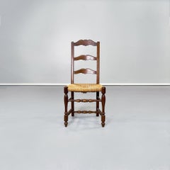 Italian Nineteenth Century Finely Crafted Wooden and Straw Chairs, Late1800s