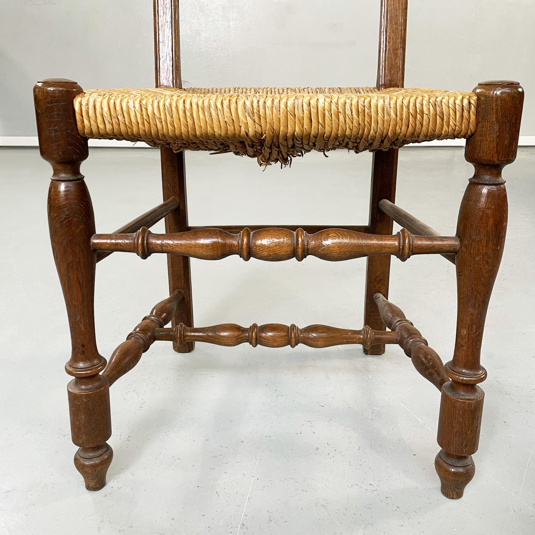 Italian Nineteenth Century Finely Crafted Wooden and Straw Chairs, Late1800s For Sale 1