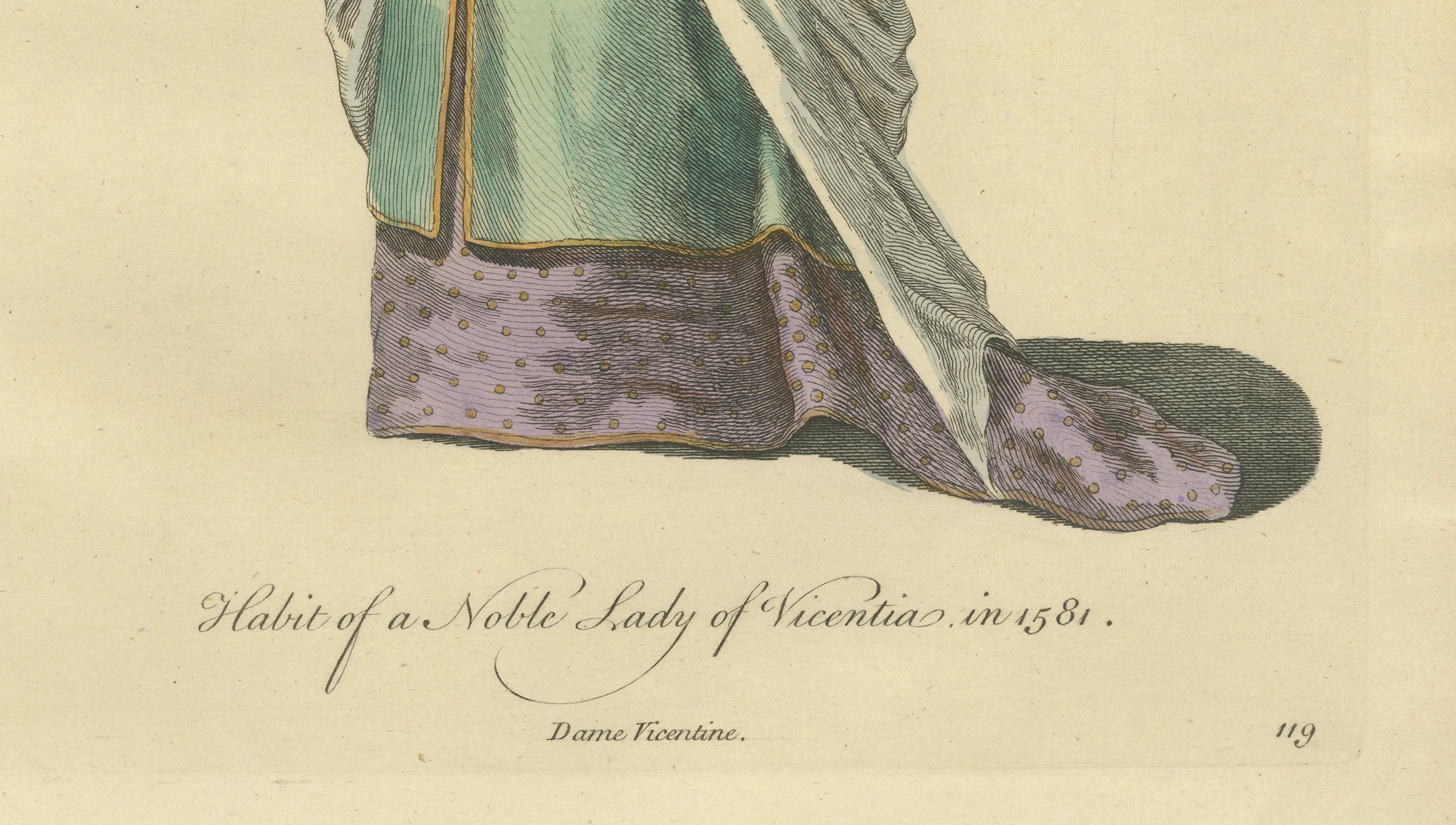 Italian Noble Lady Costume Print, Vicenza Fashion, 1749