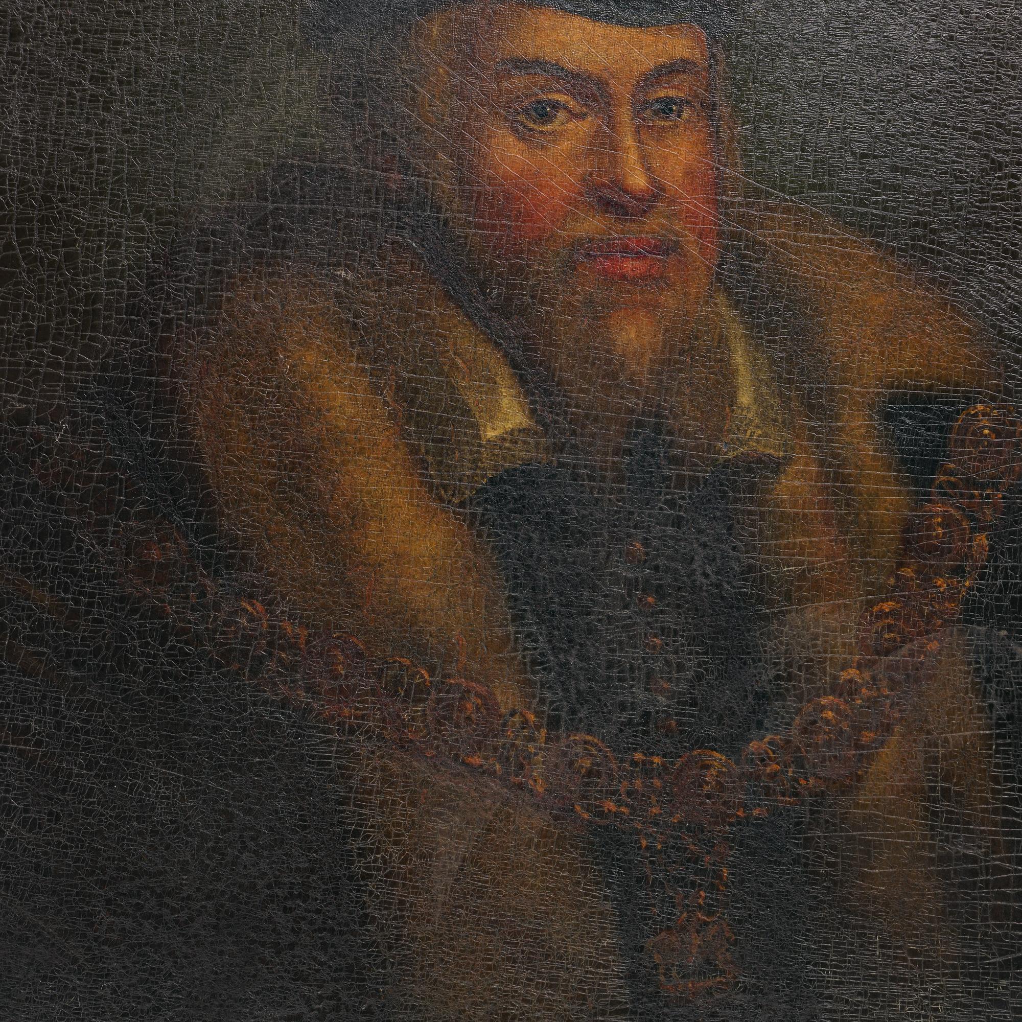 Wood 16th century oil on wood panel Italian nobleman  For Sale