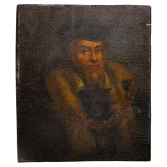 Antique 16th century oil on wood panel Italian nobleman 