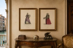 Italian Noblewomen Costume Engravings from Naples, Hand-Colored, 1749